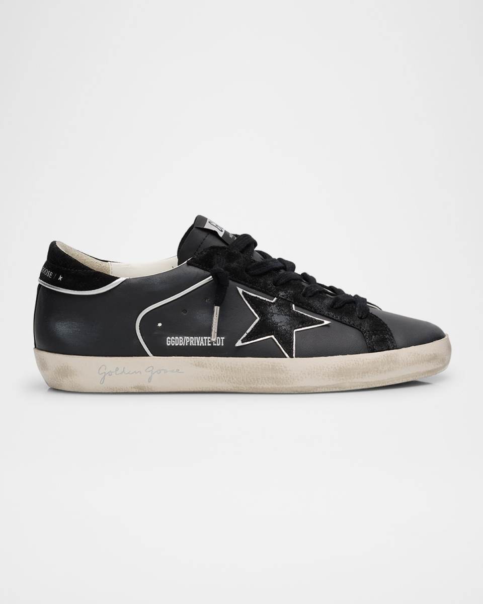 Superstar Mixed Leather Low-Top Sneakers with Metallic Piping